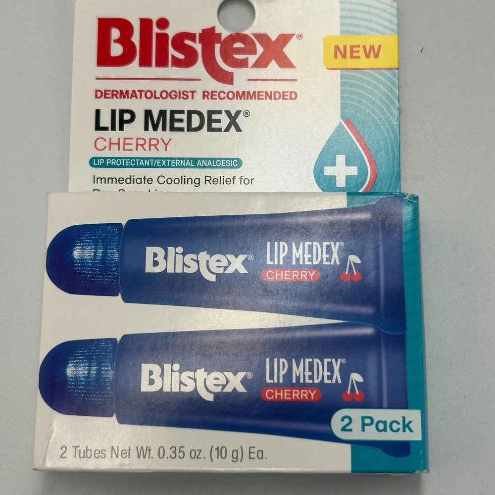 New Blistex Cherry Lip Medex 2 Count 0.35 oz Advanced Hydration Medicated Tube